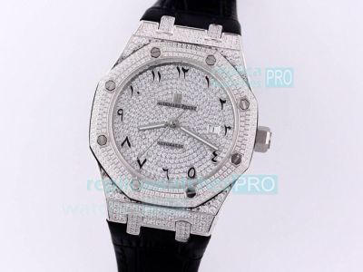 Replica Audemars Piguet Royal Oak SS Arabic Numerals Diamond Dial Watch